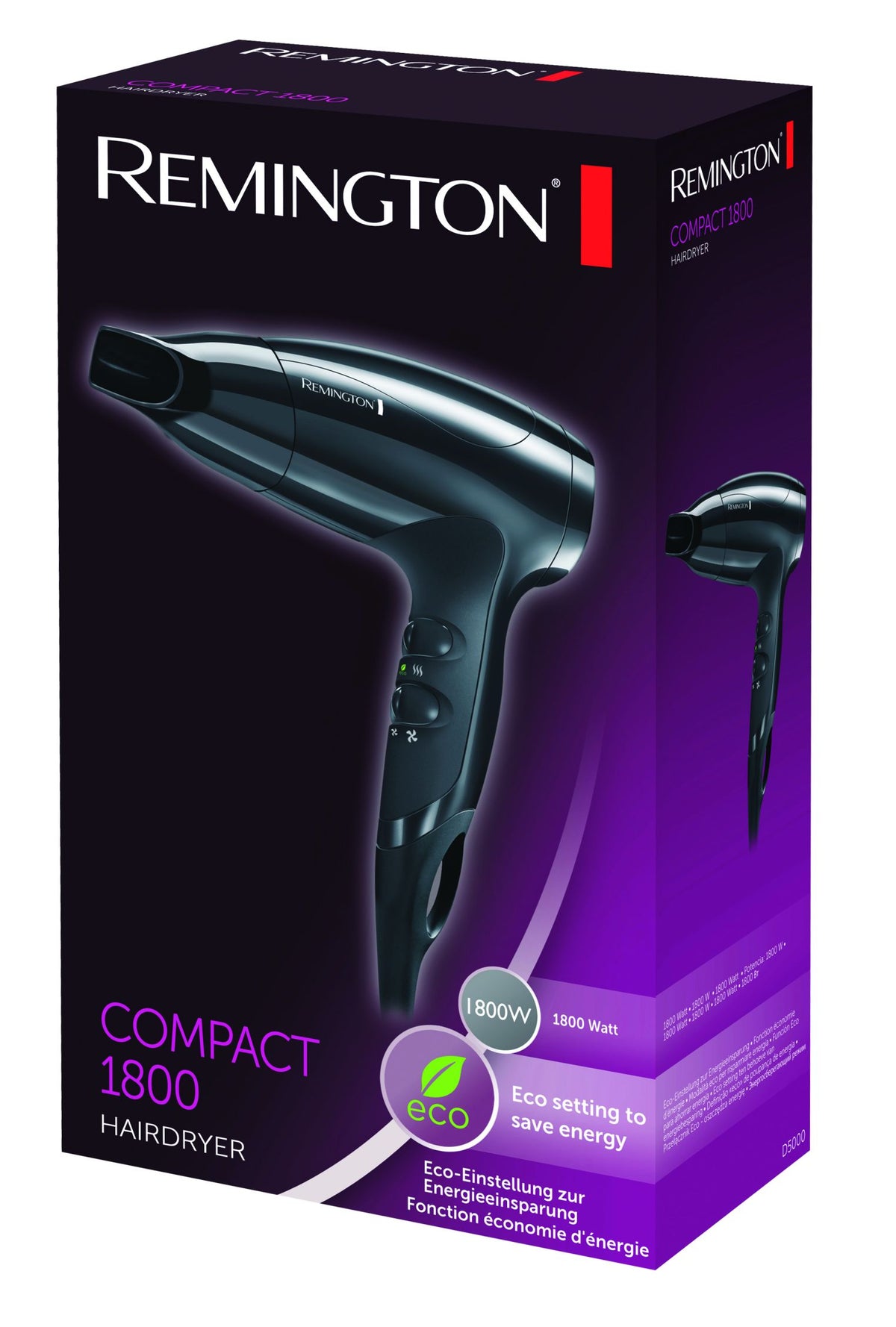 REMINGTON Haartrockner D5000 Compact 1800W Reisehaartrockner 63km/h