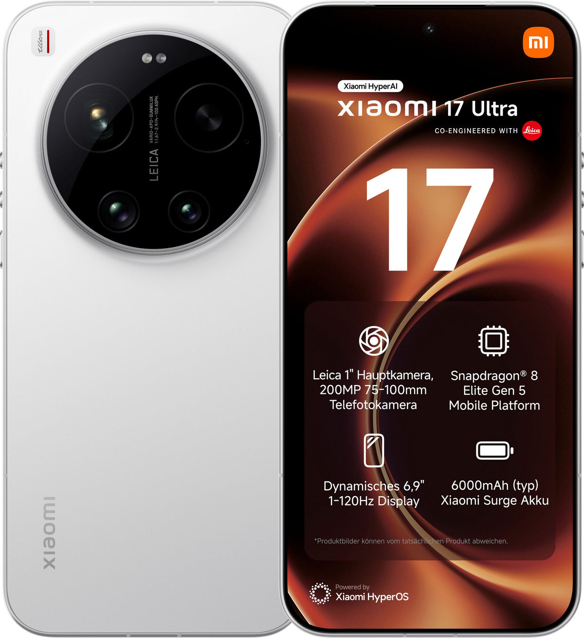 XIAOMI 17 Ultra 6,9Zoll Smartphone 512GB 16GB RAM 50MP Kamera Weiß