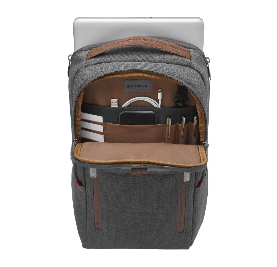 WENGER Laptop Rucksack CityUpgrade 16 Zoll Notebook Tasche + Umhängetasche Grau