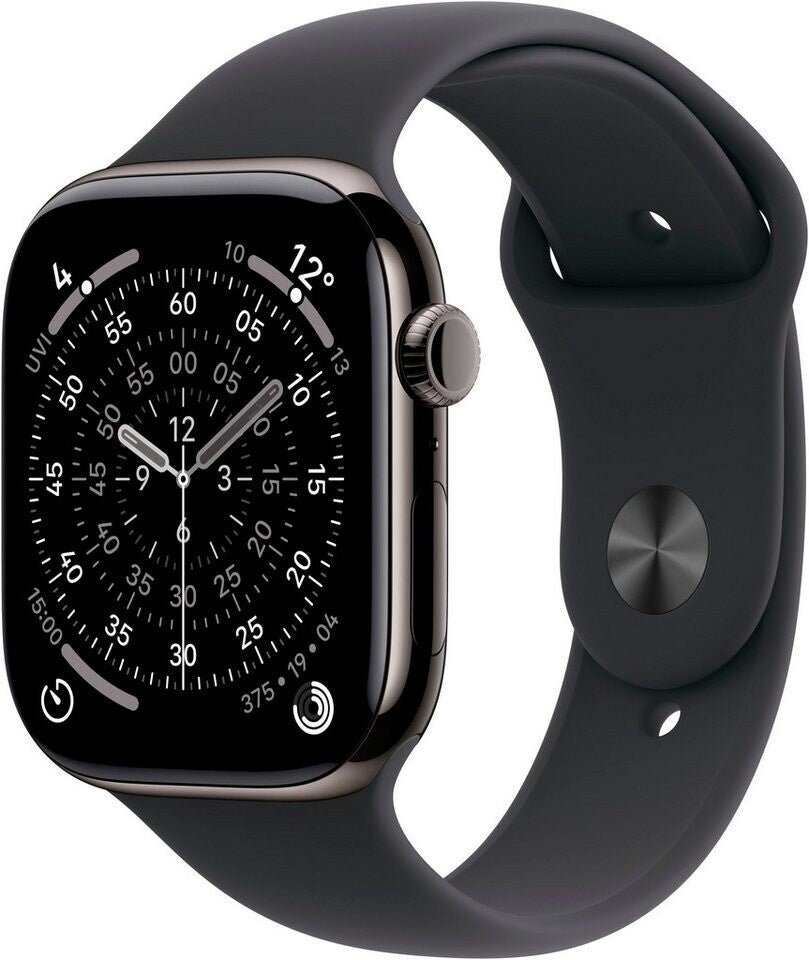 Apple Watch Series 11 GPS + Cellular, 46 mm Titan Schiefer, Sportarmband Schwarz (M/L)