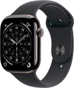 Apple Watch Series 11 GPS + Cellular, 46 mm Titan Schiefer, Sportarmband Schwarz (M/L)