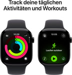 Apple Watch Series 11 GPS + Cellular, 42 mm Aluminium, Sportarmband Schwarz (S/M)