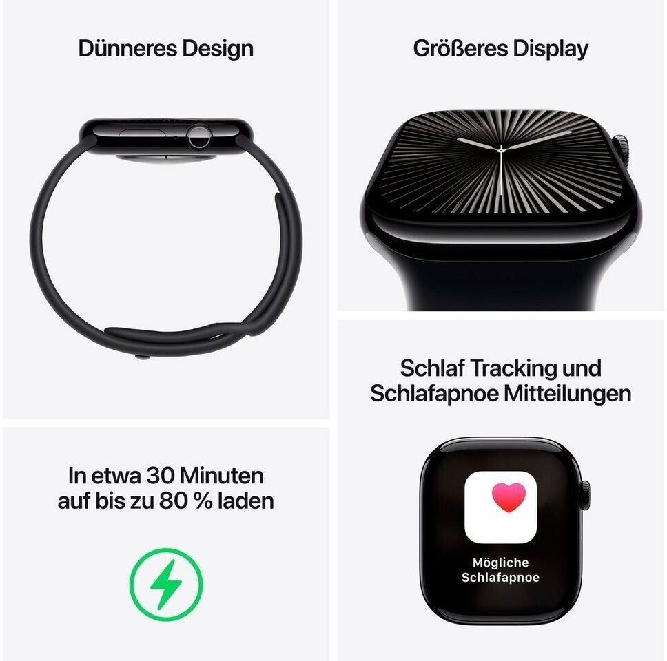 APPLE Watch S10 GPS 42 mm Alugehäuse Sportband M/L Schwarz MWWF3QF/A