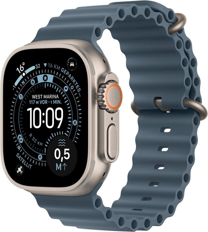 Apple Watch Ultra 3 GPS + Cellular, 49 mm Titan, Ocean Armband Blau