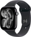 Apple Watch Series 11 GPS + Cellular, 46 mm Aluminium, Sportarmband Schwarz (S/M)