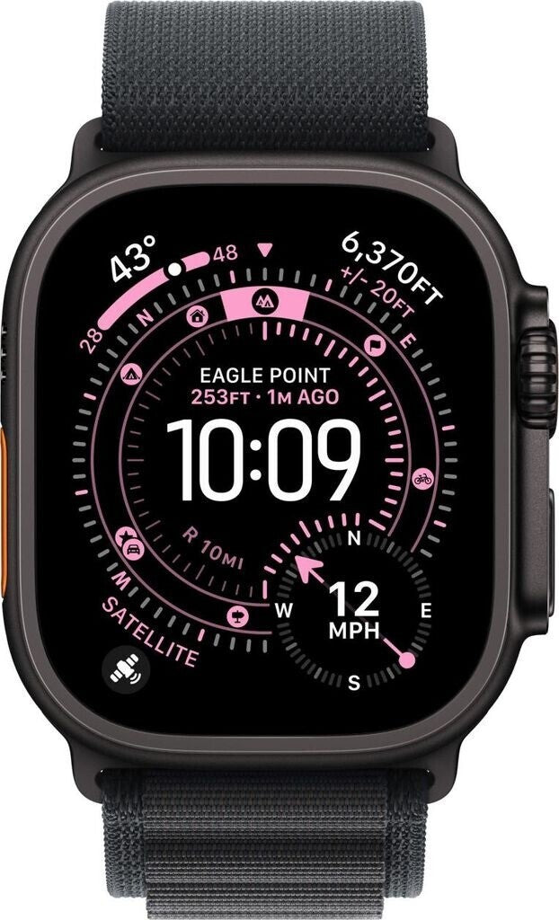 Apple Watch Ultra 3 GPS + Cellular, 49 mm Titan, Alpine Loop Schwarz (M)