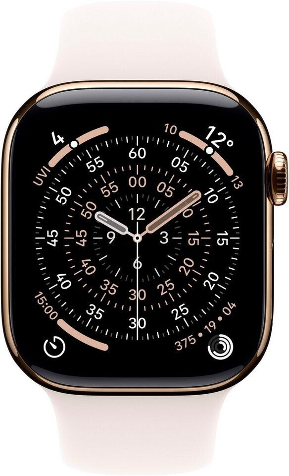 Apple Watch Series 11 GPS + Cellular, 46 mm Titan Gold, Sportarmband Rosa (S/M)