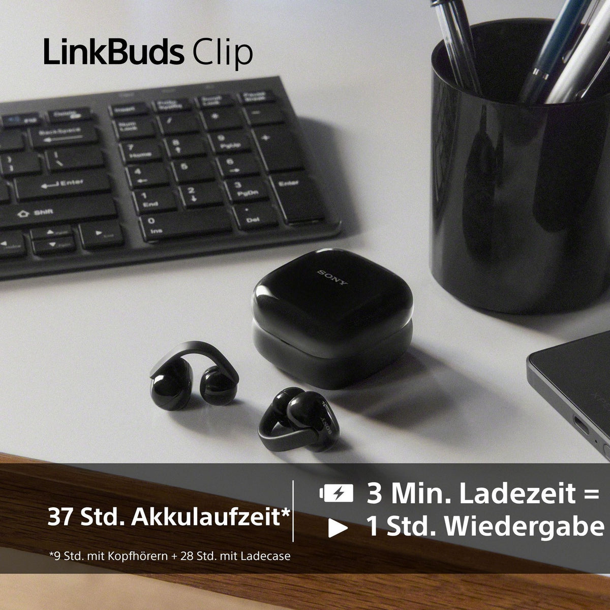Sony LinkBuds Clip WF-LC900 Open-Ear, 2er-Set Schwarz + Beige