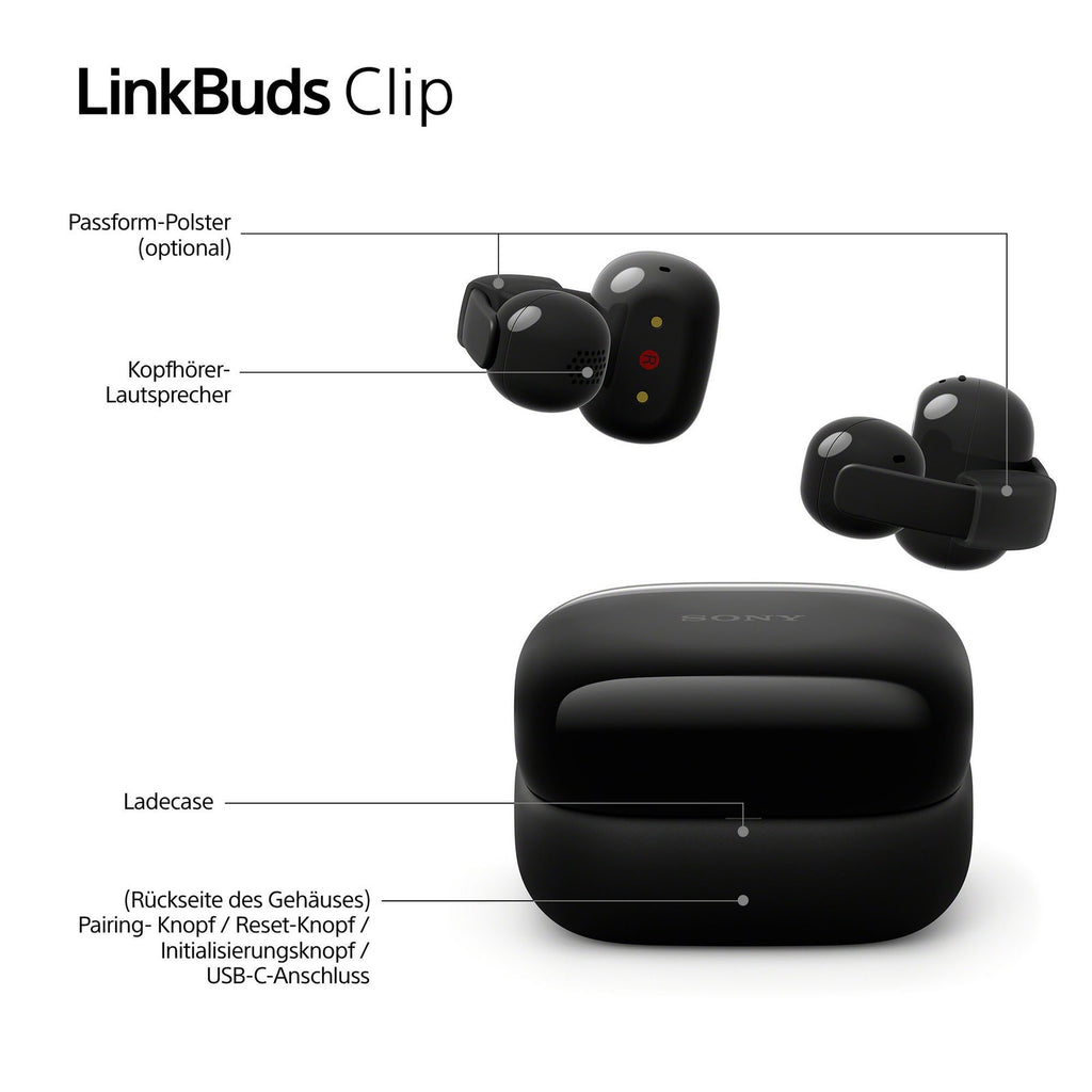 Sony LinkBuds Clip WF-LC900 Open-Ear, 2er-Set Schwarz + Beige