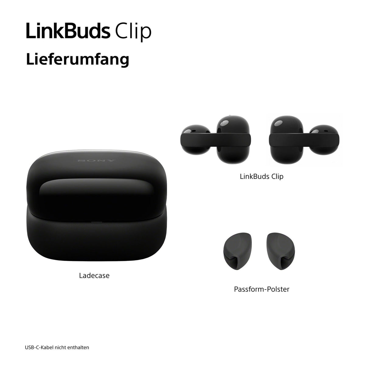 Sony LinkBuds Clip WF-LC900 Open-Ear, 2er-Set Schwarz + Beige